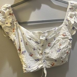 White floral cropped top